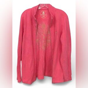 Tommy Bahama pink full zip sweatshirt with gold graphic